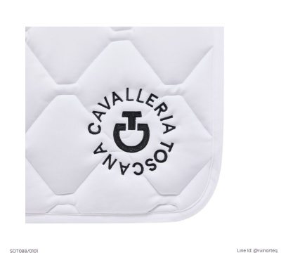 CT 菱格圓標馬術汗墊-純白色：圖片 3