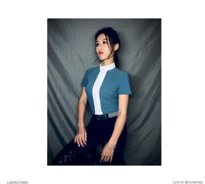 CT 女款白領上衣-CAD153-湖水綠 - Image 3