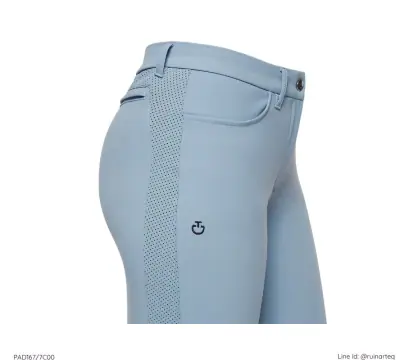 CT 女款半皮中腰馬褲-網眼-天藍色：圖片 4